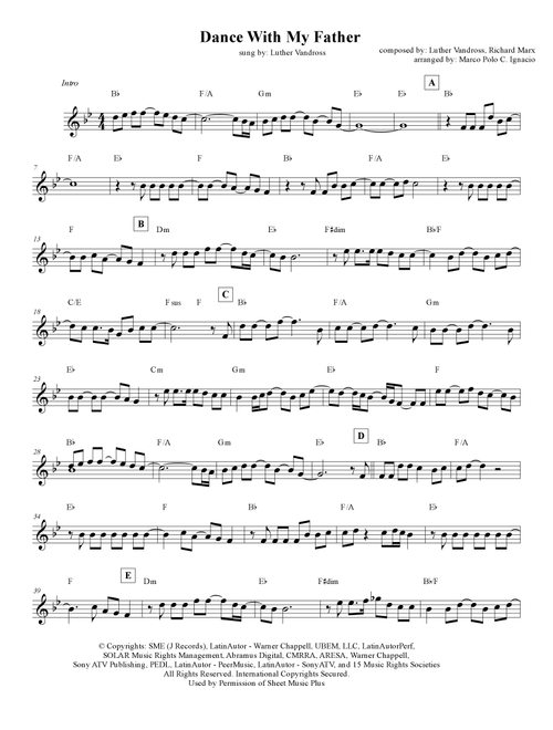 Dance With My Father (Arr. Marco Polo C. Ignacio) - Luther Vandross (Lead Sheet - Fake Book)