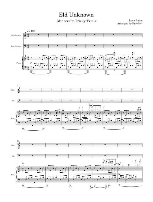 赤ヘル追撃譜 Minecraft OST: Tricky Trials Update Soundtrack sheet music