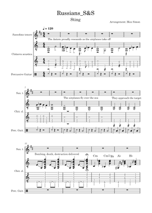 Play Official version of Russians Sheet Music by Sting for Guitar
