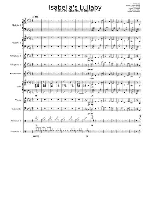 Isabellas Lullaby Percussion Arrangment