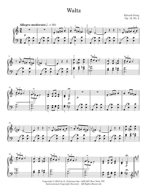 Waltz (Vals), Op. 12, No. 2 - Edvard Grieg, Edward Grieg (Piano Solo)