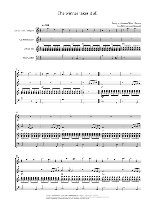 The Winner Takes It All (Arr. Nils-Magnus Kinnvall) - ABBA (Guitar Ensemble)