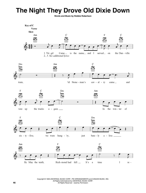 The Night They Drove Old Dixie Down (arr. Fred Sokolow) - The Band, Joan Baez, Robbie Robertson (Banjo Lyrics & Chords)