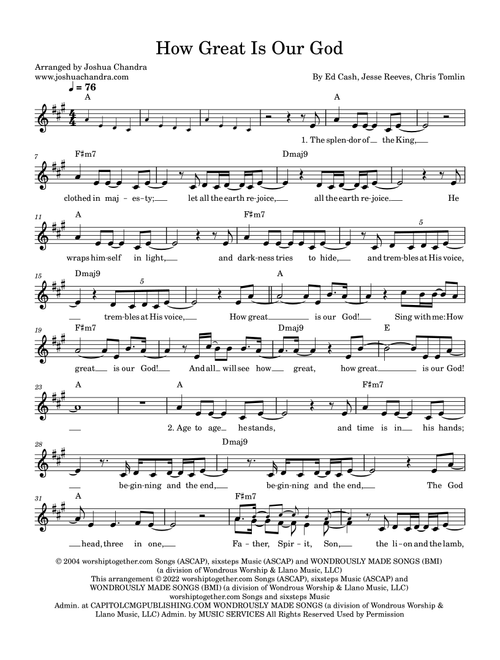 How Great Is Our God (Arr. Joshua Chandra) - Chris Tomlin (Piano Chords-Lyrics)