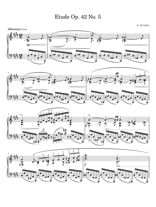 Étude Op. 42, No. 5 – Alexander Scriabin (with fingerings)
