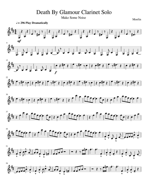 Death By Glamour Clarinet Solo