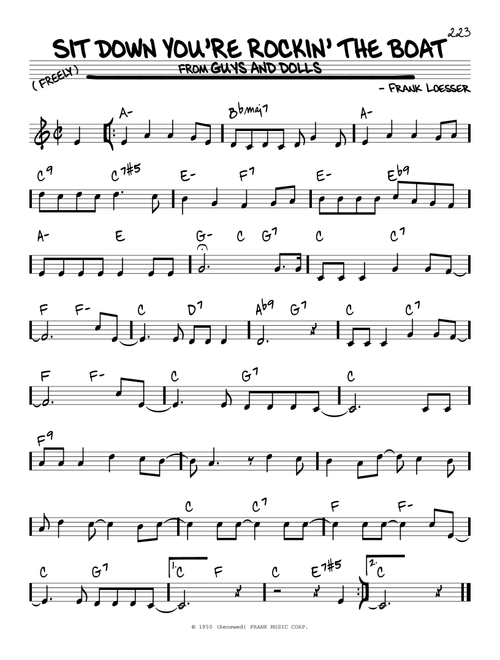 Sit Down You're Rockin' The Boat - Frank Loesser (Real Book - Melody-Chords)