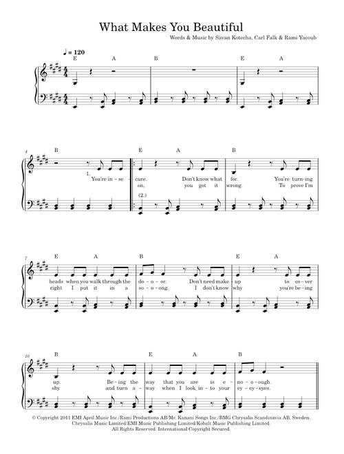 What Makes You Beautiful - One Direction (Easy Piano)