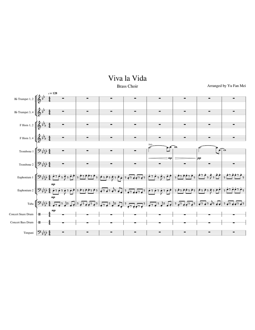 Viva la Vida Sheet music for Trombone, Euphonium, Tuba