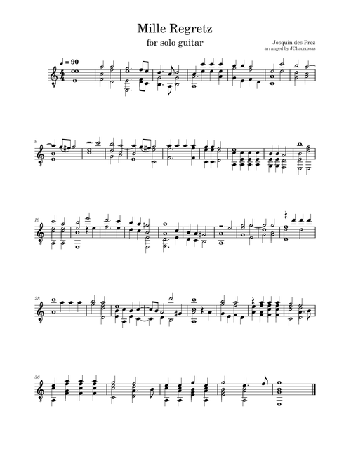 Mille regretz – Josquin des Prez for solo guitar