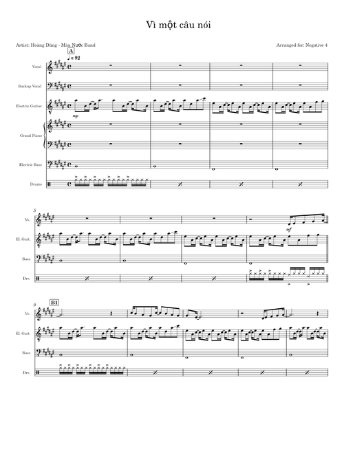 Vì một câu nói - Hoàng Dũng, Màu Nước Band