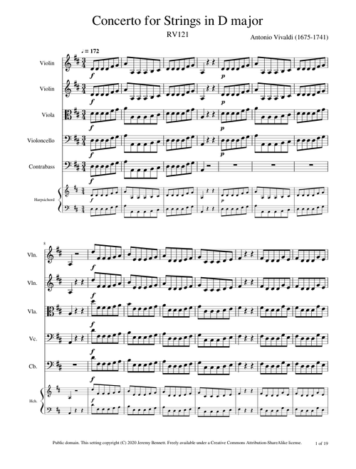 Vivaldi Concerto for Strings in D major, RV121