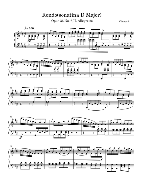 Sonatina In D Major Op. 36, No. 6 Movement 1 – Muzio Clementi Rondo