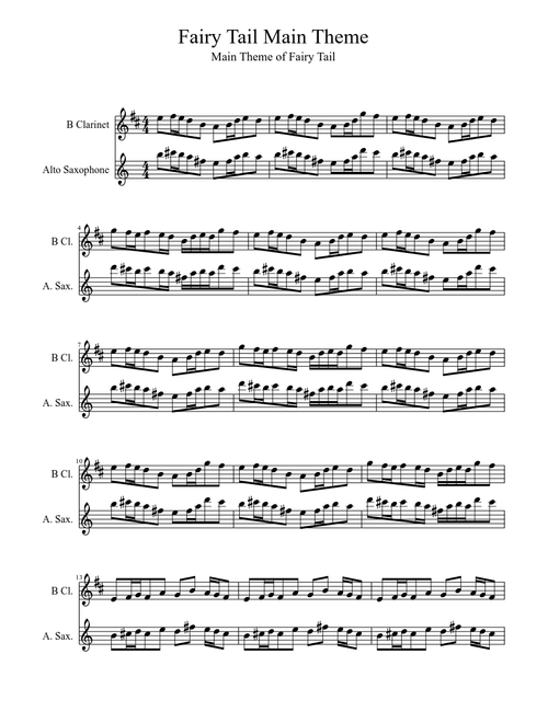 Fairy Tail Main Theme: Clarinet and Alto Sax