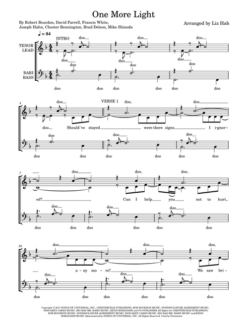 One More Light (Arr. Liz Hah) - Linkin Park (Choral, SSAA)