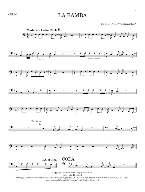 La Bamba - Ritchie Valens, Los Lobos (Cello Solo)