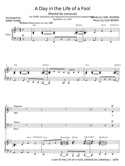 A Day In The Life Of A Fool (Manha De Carnaval) - Carl Sigman