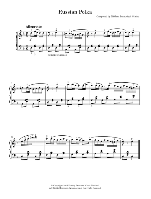 Russian Polka - Mikhail Glinka (Easy Piano)