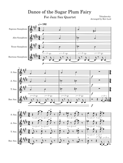 Dance of the Sugar Plum Fairy (for Sax Quartet)