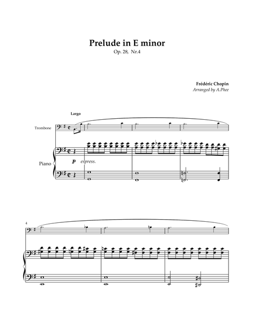 Prelude in E minor (Op. 28, Nr. 4) (Arr. Phee) - Frédéric Chopin (Trombone and Piano)