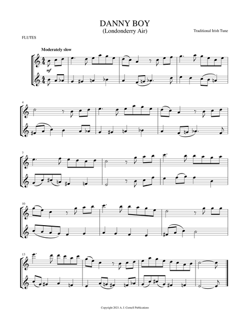 Danny Boy (Londonderry Air) (Arr. Mark Phillips) - Traditional (Flute Duet)