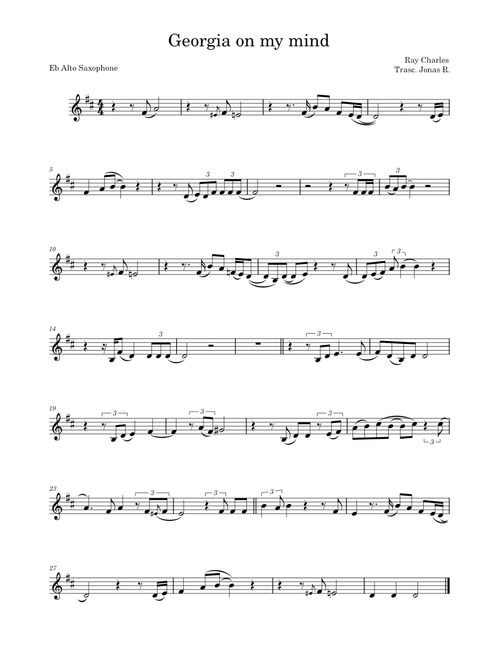 Georgia on my mind – Ray Charles Ray Charles - Georgia on my mind - Eb Alto Saxophone