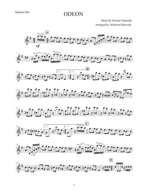 Odeon for Soprano Saxophone (Arr. Anderson Quevedo) - Ernesto Nazareth (Soprano Sax Solo)
