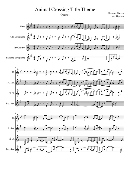 Animal Crossing Title Theme quartet harmony