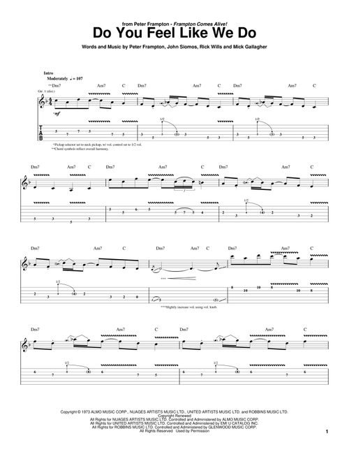 Do You Feel Like We Do - Peter Frampton (Guitar Tab)