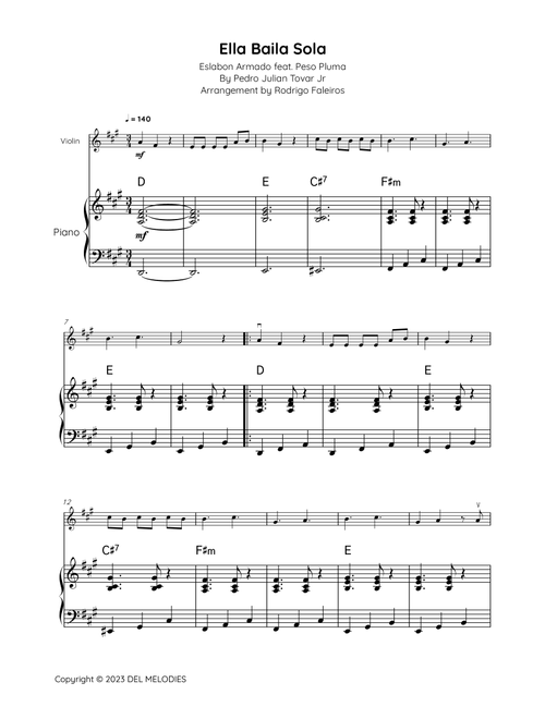 Ella Baila Sola (Arr. Rodrigo Faleiros) - Pedro Julian Tovar Jr (Violin and Piano)