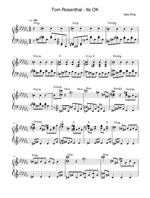 It’s OK (Arr. Gregory King) - Tom Rosenthal (Easy Piano)