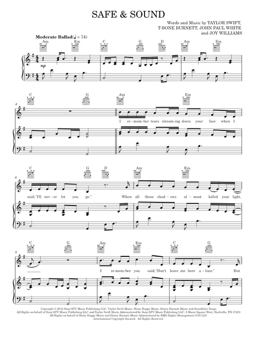 Safe & Sound - Taylor Swift (Piano-Vocal-Guitar)