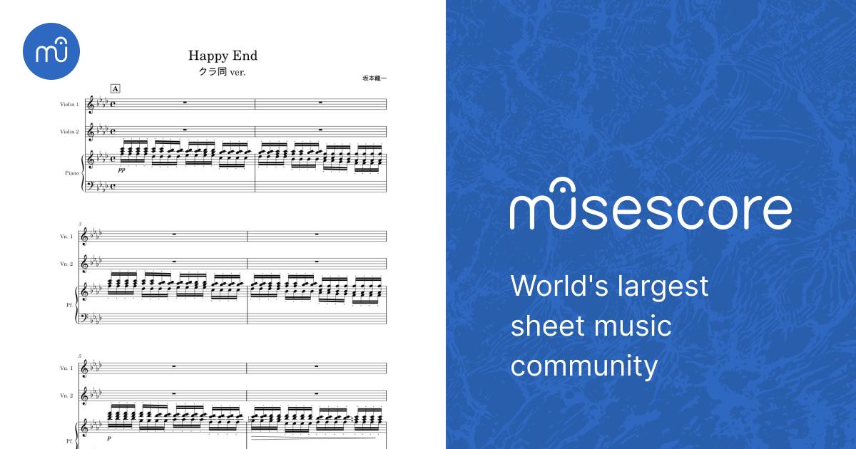 Trio Score Ryuichi Sakamoto 楽譜 Happyend - Ryuichi Sakamoto Sheet Music for Piano (Piano