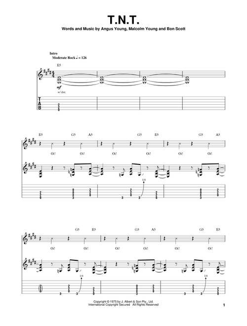 T.N.T. - AC/DC (Guitar Tab Play-Along)