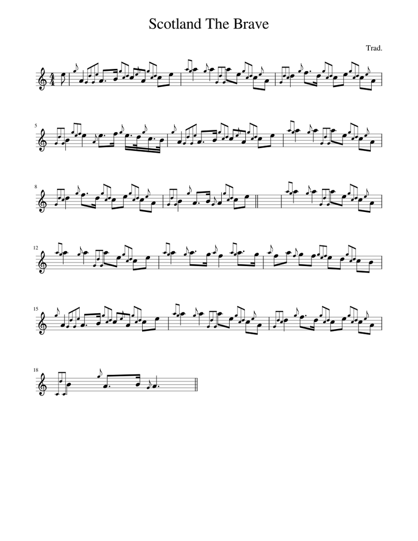 Traditional music - Scotland The Brave Sheet music for Piano (Solo