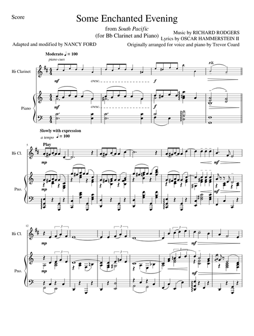 Some Enchanted Evening – Rodgers & Hammerstein (Bb Clarinet and Piano)