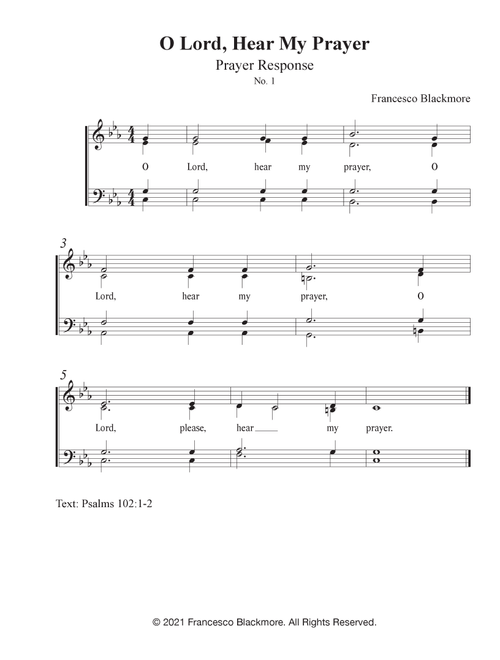 O Lord, Hear My Prayer (Arr. Francesco Blackmore) (Piano Vocal)