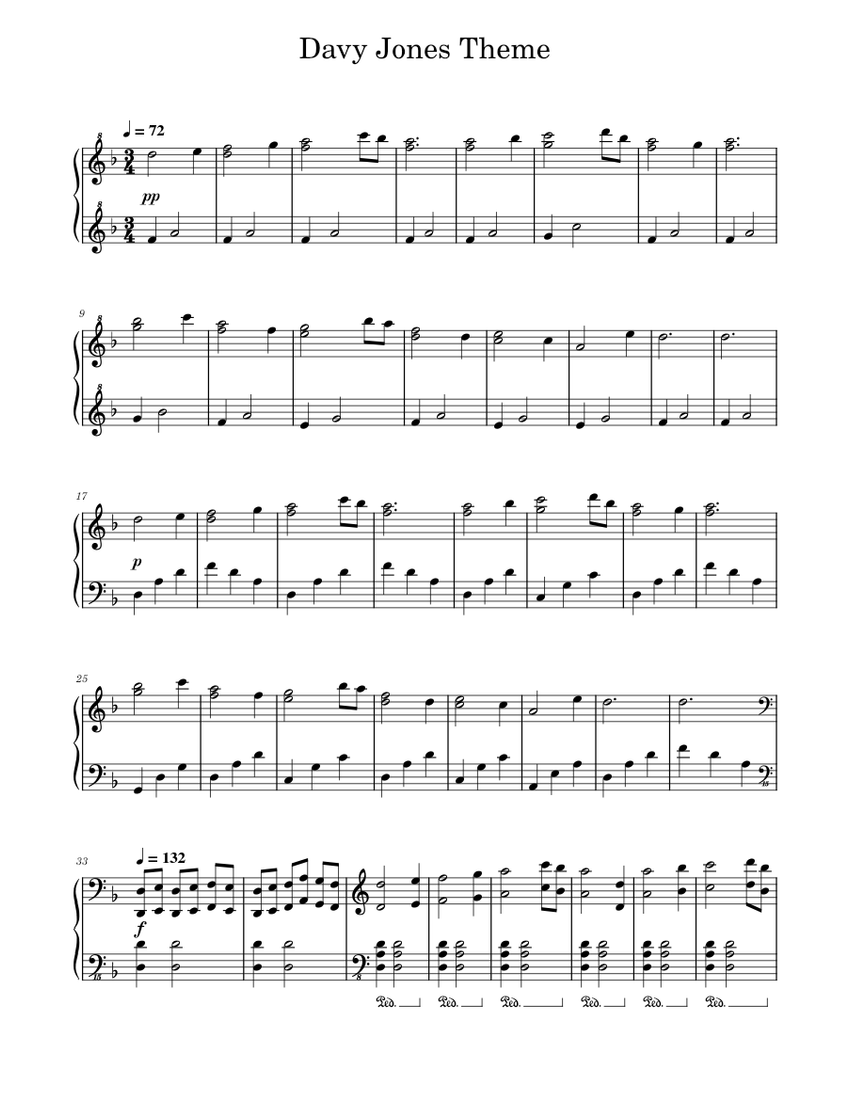 Davy Jones Theme Hans Zimmer Sheet music for Piano (Solo)