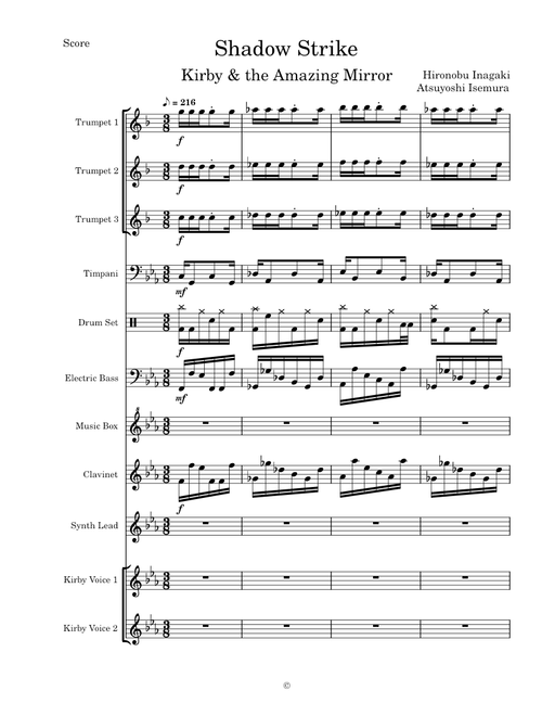 Shadow Strike (Kirby & the Amazing Mirror) - Transcribed Score