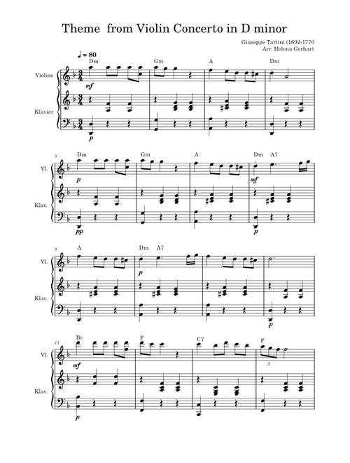 Concerto f. Violine and Orchester No.1, d minor – Giuseppe Tartini