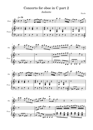 Concerto Oboe in C major Sheet Music for Piano, Flute (Solo