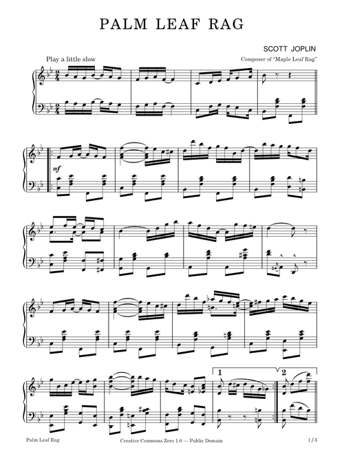 Palm Leaf Rag – Scott Joplin – 1903