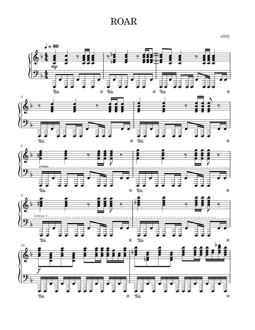 ROAR Sheet music for Piano (Solo) | Musescore.com