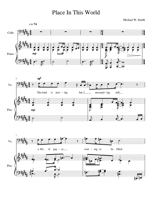 Place In This World (Michael W. Smith) (Piano Accompaniment)