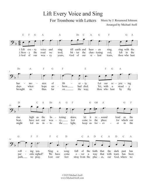 Lift Every Voice and Sing for Trombone (Arr. Michael Arell) - Vanessa Williams, Beyonce, Alicia Keys (Trombone Solo)