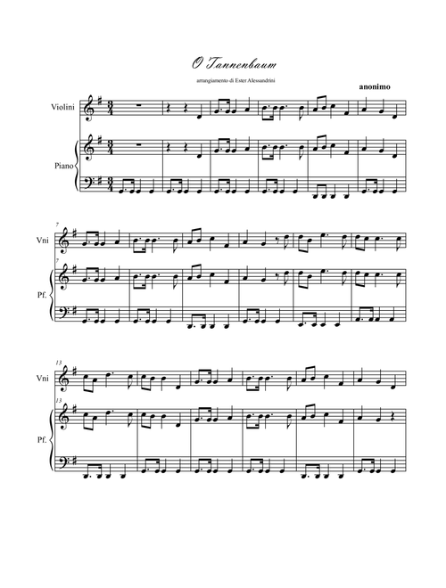 O Tannenbaum violino e piano (Arr. Ester Alessandrini) - Anonimo (Violin and Piano)
