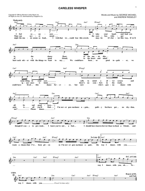 Careless Whisper - Wham! featuring George Michael, Seether (Lead Sheet - Fake Book)