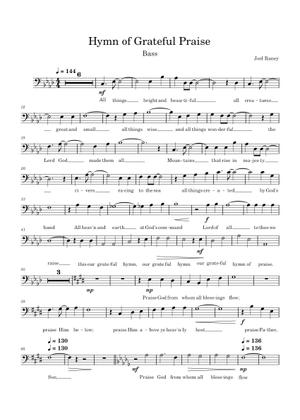 Hymn of Grateful Praise – SATB Sheet Music for Piano, Bass guitar (SATB ...