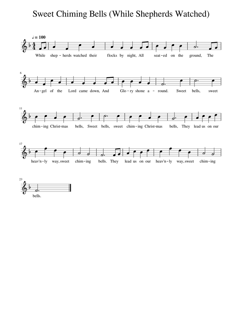 Sweet Chiming Bells (While Shepherds Watched) Sheet music for Piano