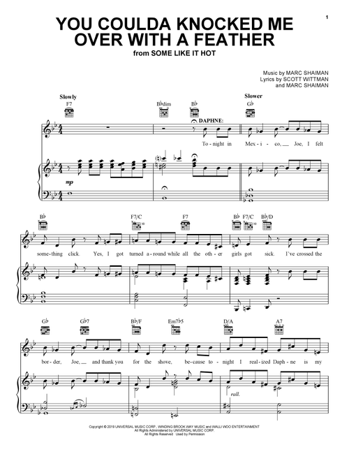 You Coulda Knocked Me Over With A Feather (from Some Like It Hot) - Marc Shaiman (Piano-Vocal-Guitar)